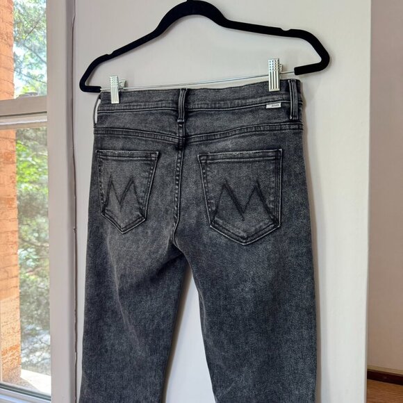 New MOTHER The Down Low Weekender Heel Flare Jeans Denim Train Stops Black 28 - Picture 9 of 14